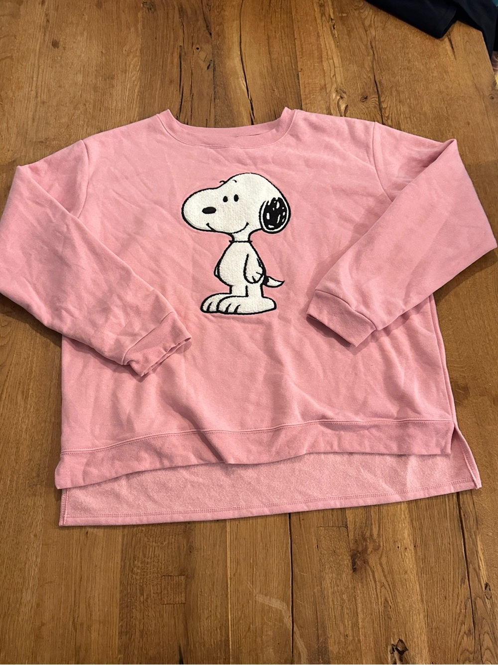 Peanuts Women's Snoopy Pink Fleece Lined Crew Neck Sweatshirt XXL